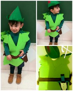 this is an image of a boy dressed up as peter the neverlander for st patrick's day