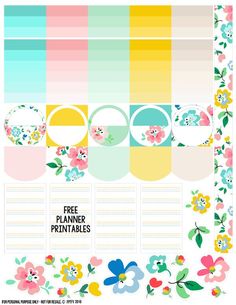 the free planner printables with flowers and leaves on it, including two different colors