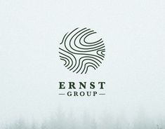 the logo for ernst group is shown on a foggy day with trees in the background