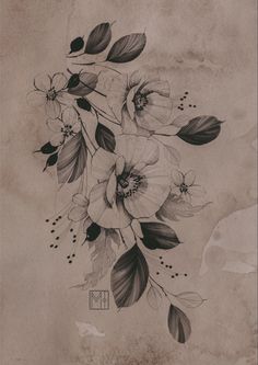 a drawing of flowers on a piece of paper