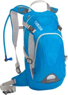 a blue backpack with straps on it