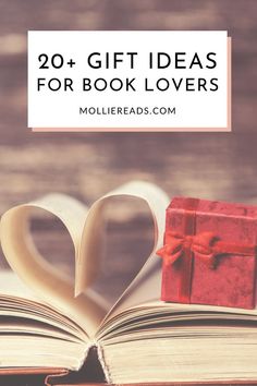 an open book with the title 20 gift ideas for book lovers