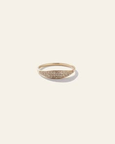 Pave Diamond Slim Signet Ring Mejuri Rings, Pinky Rings For Women, Slim Ring, Signet Rings Women, Round Diamond Setting, Pave Ring, Pinky Ring, Beaded Rings, Gold Hoops