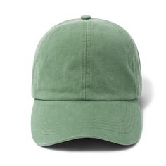 Solid Baseball Hat- Green Affordable Green Brimmed Hat, Affordable Khaki Curved Brim Baseball Cap, Trendy Solid Color Baseball Cap, Trendy Solid Color Sun Hat Cap, Trendy Cap-style Sun Hat, Trendy Solid Color Trucker Hat, Trendy Solid Snapback Trucker Hat, Trendy Solid Color Visor Hat, Adjustable Casual Visor Hats