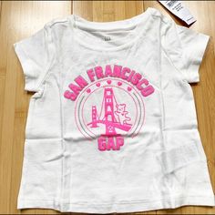 Nwt Baby Gap T-Shirt White With Pink “San Francisco” Decal Size:12-18 Months Sonic T Shirt, Lego Shirts, Mickey Mouse Shirts, Embroidered Tee, Blue Sparkles, Girls T Shirt, Pink Tshirt, Baby Gap, Rainbow Stripes