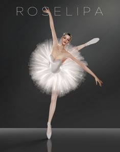 a ballerina in white tutu is posing for the camera