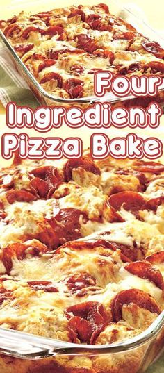 four ingredient pizza bake with pepperoni and cheese