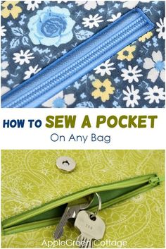 the instructions for how to sew a pocket on any bag