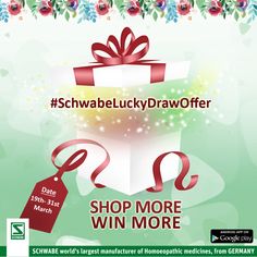 an advertisement for the schwaeblucky drawoffer, featuring a gift box with a red ribbon