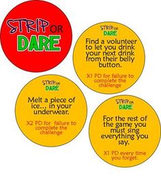 four buttons that say, stop or dare and don't drink for the next three years