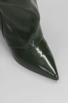 High heels boots in green leather, pointed toe, straight leg, heel 55mm, leather sole, 100% leather, Made in Italy Green Formal Boots For Fall, Green Pointed Toe Boots With Reinforced Heel, Fall Green Heeled Boots With Reinforced Heel, Green Pointed Toe Heeled Boots With Reinforced Heel, Chic Green Pointed Toe Heeled Boots, Chic Green Pointed Toe Boots, Elegant Green Heeled Boots For Fall, Pointed Toe Mid-calf Boots With Leather Sole, Chic Green Boots With Reinforced Heel