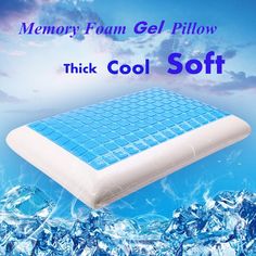 the memory foam gel pillow is on top of ice