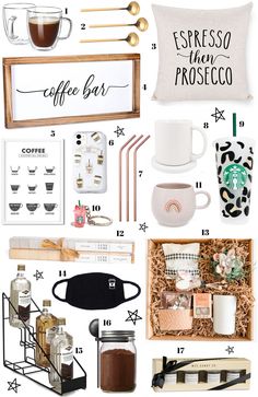 various items that include coffee and other things