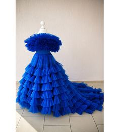 "Royal blue girl dress Evening girl dress Fairytale dress Big dress with train Royal blue tulle dress Beautynaturaldesign Custom dress Fancy girl dress Celebrate girl dress Blue dress with train 100% REAL PHOTOS  We guarantee you high quality tailoring and fabrics! Gorgeous new Royal blue fluffy dresses  for girl. Dress have a lacing on the back - making them versatile for a good fit.  It is a chic outfit for birthday, your special event, wedding or for a photo shoots!  ⚠️Please note that the co Big Blue Dress, Blue Fluffy Dress, Royal Blue Tulle Dress, Blue Princess Style Tutu Dress For Fancy Dress, Royal Blue Tulle Princess Dresses, Luxury Royal Blue Ruffled Dress, Royal Blue Girls Dress, Royal Blue Baby Girl Dress, Luxury Blue Tutu Dress For Dress-up