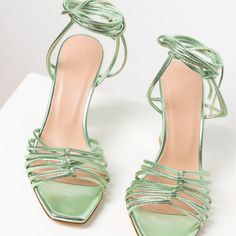 Pistachio Green Lace Up High Heels Green High Heels, Toe Thong Sandals, Strappy High Heels Sandals, Lace Up High Heels, Green Heels, Wrap Sandals, Strappy High Heels, Red High Heels, Ankle Wrap Sandals