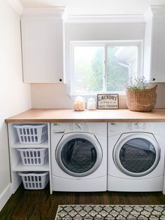 a washer and dryer in a laundry room