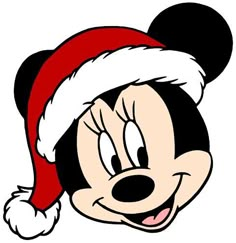 a cartoon mickey mouse wearing a santa hat