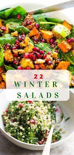 winter salads with text overlay