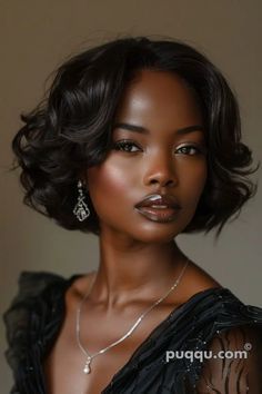 Short Classy Hairstyles, 70s Black Hairstyles, Human Hair Curly Wigs, Bob Inspiration, Bob Hairstyles For Black Women, Fav Hairstyles, Pepper Hair, Chocolate Girl, Character Styles