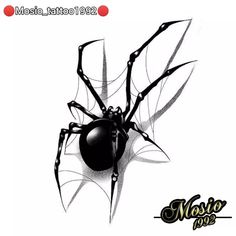 a black and white drawing of a spider with the words music tattoo 1932 on it