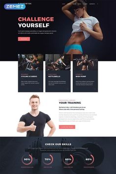 the landing page for a gym website