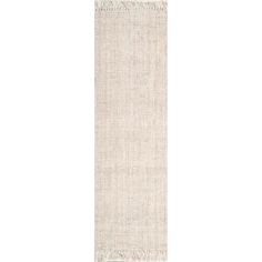 a white rug with fringes on the bottom and one piece of fabric in the middle