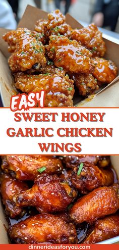 easy sweet honey garlic chicken wings in a box