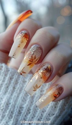 #PinterestInspo #PinItToWinIt #ViralPins #TrendingNow #PinterestLover #CreativePins #ExploreTheBest Nail Fall Designs 2024, Glitter Autumn Nails, October Nail Designs Fall, 2024 Fall Nail Trends, Talon Nails, Birthday Nail Designs, Fall Ombre, Ombre Nail, Ombre Nails Glitter