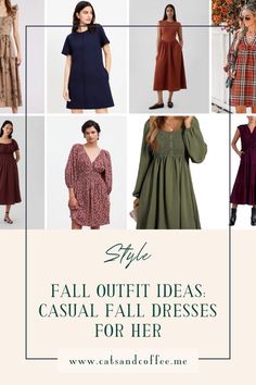 Fall Outfit Aesthetic: Casual and classy dress options for petites - Looking for great fall casual dresses? Here, you'll find the best casual fall dresses from top stores like Madewell, Bloomingdale's, Anthropologie, & more. With the latest cute fall fits and fall 2024 fashion trends, these petite friendly dresses will elevate your daily style with ease. With a range of midi dress options suitable for petites, you'll be ready to dress to impress in fall and autumn this year! Follow for more style tips, including the best petite styles, simple beauty recommendations, and feminine style finds! Fall Casual Dresses, Dresses For Petites, Casual Fall Dresses, Cute Fall Fits, Fall Outfit Aesthetic, Dinner Party Dress, Fall 2024 Fashion