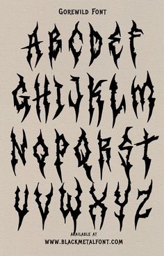 some type of gothic font that is black and white with the letters in different styles