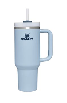 the stanley travel mug is light blue