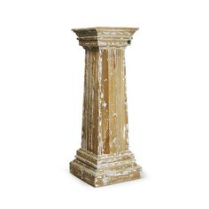 an old wooden pillar on a white background