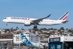 an airfrance airplane taking off from the airport