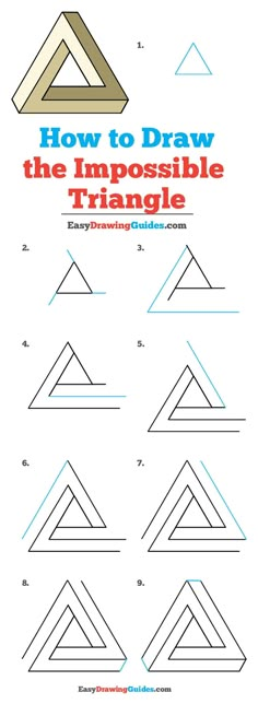 how to draw the impossible triangle in three easy steps with pictures and instructions for kids