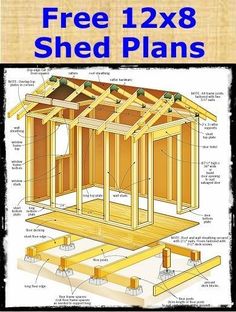 the free 12x8 shed plans are shown with instructions to make it easier for you to build