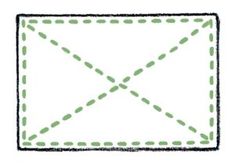 an envelope is drawn with green dots on the front and back side, as if it were made out of paper