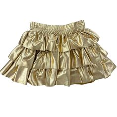 Erge Erge Lame Vinyl Skort for Girls - Little Miss Muffin Children & Home Gold Skirts, Fluffy Skirt, Gold Skirt, Gold Lame, Gold Vinyl, Tween Outfits, Mardi Gras, Green And Gold, Childrens Clothes