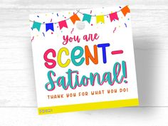 a card with the words you are scent - sattamal on it and some confetti