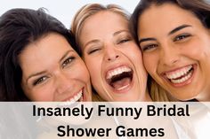 three women are posing for the camera with their mouths open and one woman is laughing