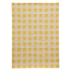 a yellow and white checkered rug on a white background with an area rug in the middle