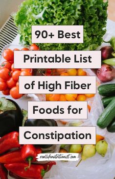 Find high fiber foods for constipation in these healthy meals and recipes made for both kids and adults. Whether you're looking for breakfast ideas or want to boost your diet, these are the best foods for constipation packed with fiber. Discover what foods have lots of fiber and download a printable list of high fiber foods to keep up with high fiber foods to help with constipation. Foods To Help With Constipation, Fiber Foods For Constipation, High Fiber Foods For Constipation, Foods For Constipation, Fiber Food Chart, Best Foods For Constipation, Help With Constipation, High Fiber Snacks, Fiber Rich Fruits