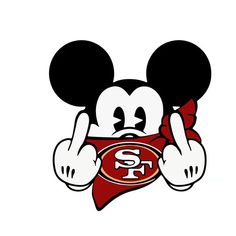 mickey mouse with the san francisco chargers logo on it's chest and his hands behind his head