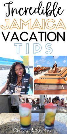 the jamaica vacation tips page with photos and text overlay