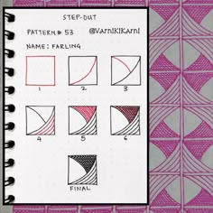 an open notebook with different shapes and lines on it, showing the steps in which you can