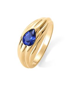 PRICES MAY VARY. Elevate your style with our gold-plated ring, showcasing a stunning 5 x 7mm pear-shaped AAAAA CZ stone. With an 8.5mm width, it's a bold statement piece. The blue hand-picked gemstones bring color and style to any outfit, whether you prefer a delicate touch or a striking fashion statement. Our ring boasts a 14k yellow gold plating for a long-lasting finish. It's 100% nickel, cadmium, and lead-free, and hypoallergenic—ideal for gifting and making a fashion statement without compr Wave Texture, Colored Gemstones, Sapphire Color, Chunky Rings, Plated Ring, Gold Plated Rings, Bold Design, Blue Gemstones, Pink Stone