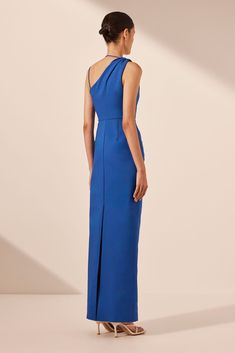 LANI ASYMMETRICAL GATHERED MAXI DRESS | AZURE | DRESSES | SHONA JOY – Shona Joy International Pre-draped Ruched Gown With Asymmetrical Neckline, Pre-draped Asymmetrical Gown With Ruched Details, Asymmetrical Neckline Pre-draped Ruched Gown, Spring Pre-draped Fitted Maxi Dress, Pre-draped Asymmetrical Neckline Ruched Maxi Dress, Fitted Asymmetrical Pre-draped Maxi Dress, Asymmetrical Neckline Ruched Maxi Dress, Ruched Maxi Dress With Asymmetrical Neckline, Blue Pre-draped Maxi Dress For Cocktail