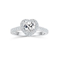 a heart shaped diamond ring with diamonds around it