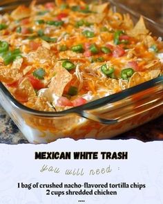 Daily Homemade Recipes | MEXICAN WHITE TRASH | Facebook Trash Casserole, Trash Recipe, Mini Crockpot Recipes, Crockpot Recipes Mexican, Grandma Cooking, Recipes Mexican, Mexican Casserole, Grandmas Recipes, Crockpot Recipes Easy