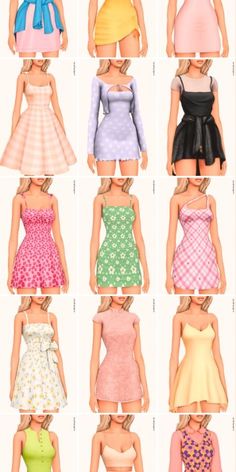 many different dresses are shown in the same color as each other's head and shoulders