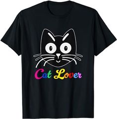 a black t - shirt with the words cat lover printed on it